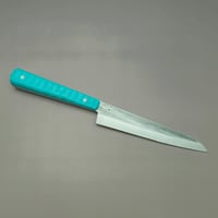 Image 1 of Petty knife turquoise linen micarta