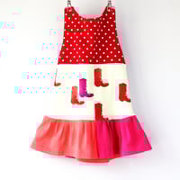 Image 2 of cowboy boots western wear style cowgirl 18m 24m baby girl courtneycourtney sundress jumper gather