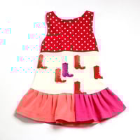 Image 1 of cowboy boots western wear style cowgirl 18m 24m baby girl courtneycourtney sundress jumper gather