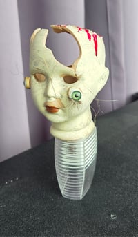 Image 3 of Horror Creepy Porcelain Doll Head LED Nightlight OOAK Halloween Art Scary Oddities 