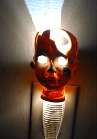 Image 1 of Horror Creepy Porcelain Doll Head LED Nightlight OOAK Halloween Art Scary Oddities 