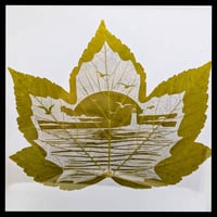 Image 1 of Godrevy Lighthouse Etched Sycamore Leaf