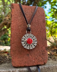 Image 2 of WL&A Handmade Morgan Silver Dollar (1878) Old Style Red Sponge Coral Medicine Pendant