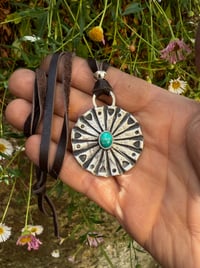 Image 2 of WL&A Handmade Morgan Silver Dollar (1878) White Water Turquoise Medicine Pendant