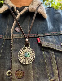 Image 1 of WL&A Handmade Morgan Silver Dollar (1878) White Water Turquoise Medicine Pendant