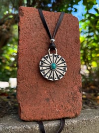 Image 3 of WL&A Handmade Morgan Silver Dollar (1878) White Water Turquoise Medicine Pendant