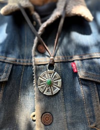 Image 1 of WL&A Handmade Morgan Silver Dollar (1878) Emerald Valley Turquoise Medicine Pendant