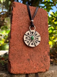 Image 3 of WL&A Handmade Morgan Silver Dollar (1878) Emerald Valley Turquoise Medicine Pendant