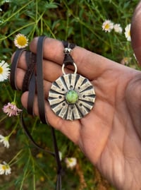 Image 2 of WL&A Handmade Morgan Silver Dollar (1878) Carico Lake Turquoise Medicine Pendant