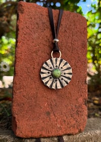 Image 3 of WL&A Handmade Morgan Silver Dollar (1878) Carico Lake Turquoise Medicine Pendant