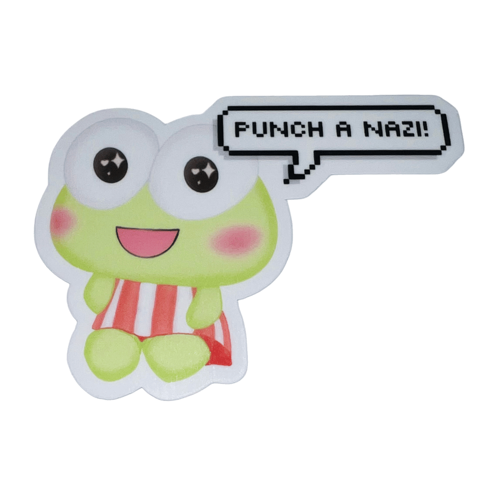 Image of "punch a nazi!" keroppi sticker