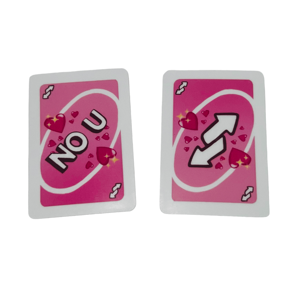 Image of "no u" reverse uno card sticker set