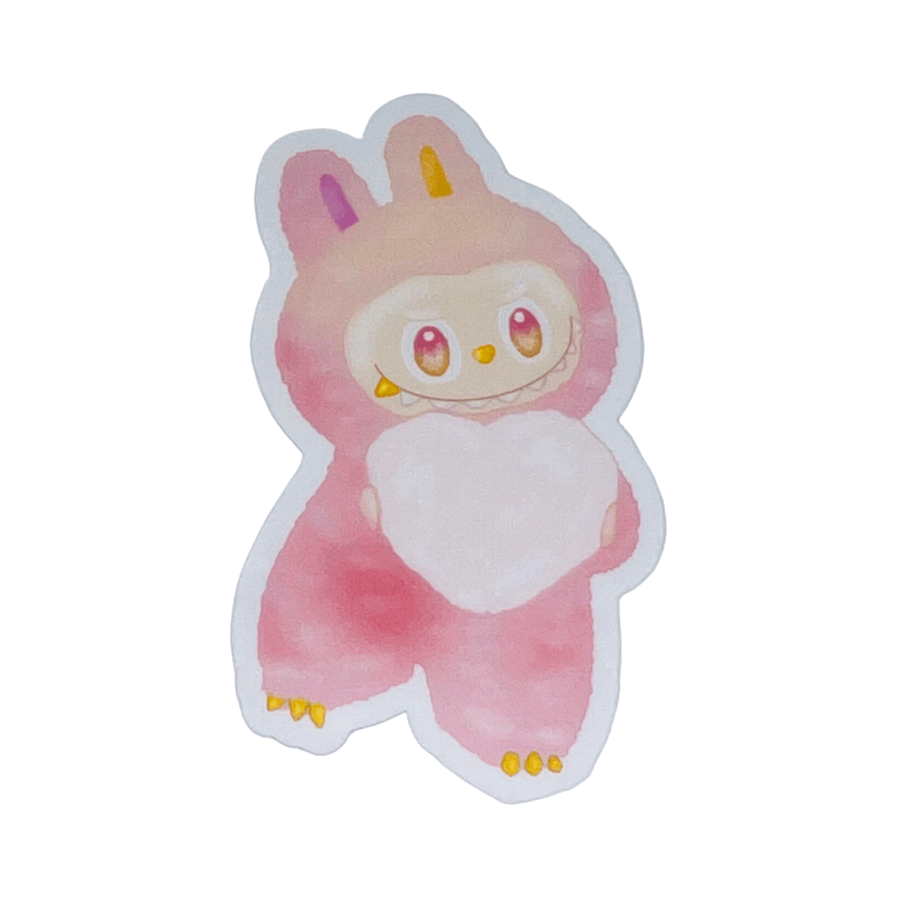 Image of pink labubu heart sticker