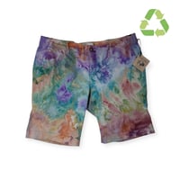 Image 1 of ♻️ UPCYCLED Ladies 16 Bermuda Shorts in Muted Watercolor Ice Dye