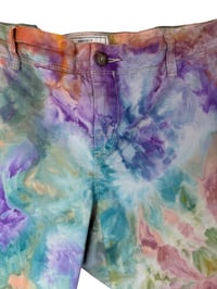 Image 7 of ♻️ UPCYCLED Ladies 16 Bermuda Shorts in Muted Watercolor Ice Dye