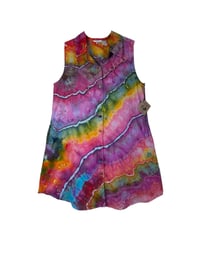 Image 2 of ♻️ UPCYCLED M Linen Blend Shirt Dress in Bright Geode Ice Dye