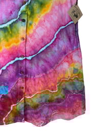 Image 7 of ♻️ UPCYCLED M Linen Blend Shirt Dress in Bright Geode Ice Dye