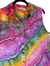 Image 9 of ♻️ UPCYCLED M Linen Blend Shirt Dress in Bright Geode Ice Dye