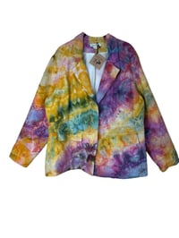 Image 2 of ♻️ UPCYCLED 1X (18W) Coldwater Creek Linen Jacket in Bright Ice Dye