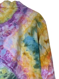 Image 10 of ♻️ UPCYCLED 1X (18W) Coldwater Creek Linen Jacket in Bright Ice Dye