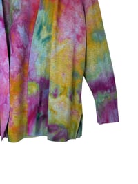 Image 3 of ♻️ UPCYCLED L Open Sweater Cardigan in Bright Watercolor Ice Dye