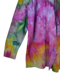Image 5 of ♻️ UPCYCLED L Open Sweater Cardigan in Bright Watercolor Ice Dye