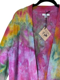 Image 7 of ♻️ UPCYCLED L Open Sweater Cardigan in Bright Watercolor Ice Dye