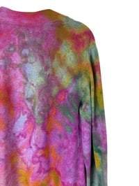 Image 8 of ♻️ UPCYCLED L Open Sweater Cardigan in Bright Watercolor Ice Dye