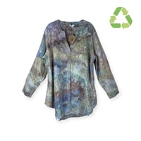 Image 1 of ♻️ UPCYCLED 2X Plus Linen Tunic Top in Soft Watercolor Ice Dye