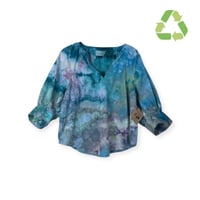 Image 1 of ♻️ UPCYCLED S Cotton Boho Peasant Top in Soft Cool Ice Dye