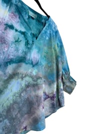 Image 3 of ♻️ UPCYCLED S Cotton Boho Peasant Top in Soft Cool Ice Dye