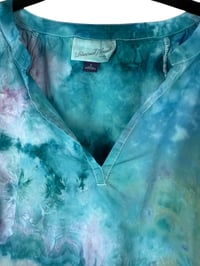 Image 4 of ♻️ UPCYCLED S Cotton Boho Peasant Top in Soft Cool Ice Dye