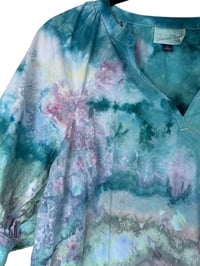 Image 5 of ♻️ UPCYCLED S Cotton Boho Peasant Top in Soft Cool Ice Dye