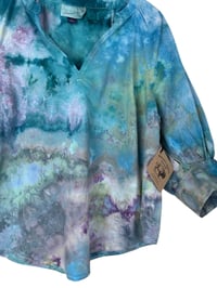 Image 9 of ♻️ UPCYCLED S Cotton Boho Peasant Top in Soft Cool Ice Dye