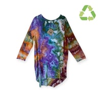Image 1 of ♻️ UPCYCLED 1X/2X Plus Tunic Top in Bold Watercolor Ice Dye