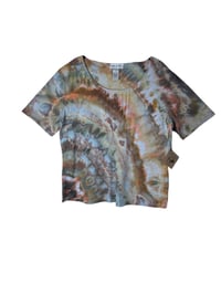 Image 2 of ♻️ UPCYCLED L Button Detail Knit Top in Earthy Agate Ice Dye