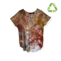 Image 1 of ♻️ UPCYCLED M Jersey Knit Top in Earthy Watercolor Ice Dye