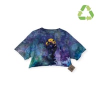 Image 1 of ♻️ UPCYCLED M Frida Kahlo Crop Tee in Cool Ice Dye