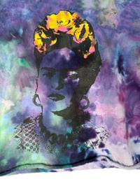 Image 9 of ♻️ UPCYCLED M Frida Kahlo Crop Tee in Cool Ice Dye