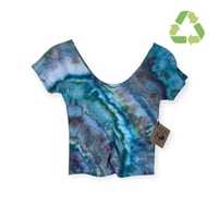 Image 1 of ♻️ UPCYCLED S Hollister Rib Knit Cinch Tee in Mermaid Agate Ice Dye 