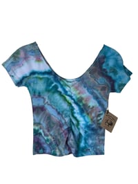 Image 3 of ♻️ UPCYCLED S Hollister Rib Knit Cinch Tee in Mermaid Agate Ice Dye 