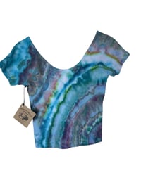 Image 4 of ♻️ UPCYCLED S Hollister Rib Knit Cinch Tee in Mermaid Agate Ice Dye 