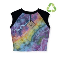 Image 1 of ♻️ UPCYCLED S Raglan Crop Top in Bright Geode Ice Dye