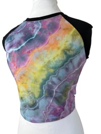 Image 5 of ♻️ UPCYCLED S Raglan Crop Top in Bright Geode Ice Dye
