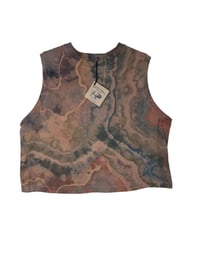 Image 2 of ♻️ UPCYCLED L Crop Top in Muted EARTHY Geode Ice Dye