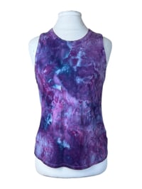 Image 2 of ♻️ UPCYCLED M Ladies Tank in Purple Haze Watercolor Ice Dye