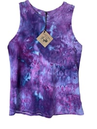 Image 4 of ♻️ UPCYCLED M Ladies Tank in Purple Haze Watercolor Ice Dye
