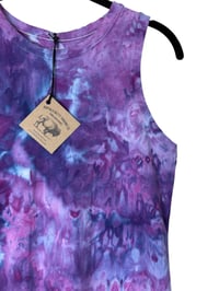 Image 8 of ♻️ UPCYCLED M Ladies Tank in Purple Haze Watercolor Ice Dye