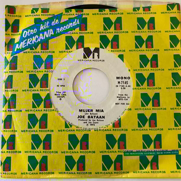 Image of Joe Bataan "Mujer Mia" b/w "Johnny"