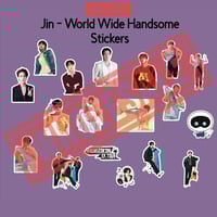 Image 1 of WHOLESALE  BTS Jin Stickers | WWH World Wide Handsome | Super Tuna | Run Jin Tour | Matte Sticker...